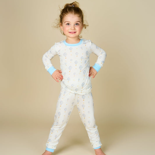 Up Up and Away Blue Balloon Long Sleeve Set