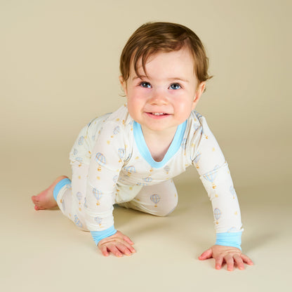 Up Up and Away Blue Balloon Long Sleeve Set