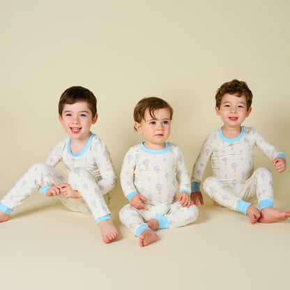 Up Up and Away Blue Balloon Long Sleeve Set
