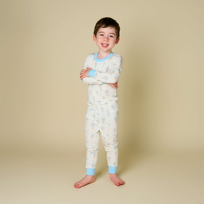 Up Up and Away Blue Balloon Long Sleeve Set